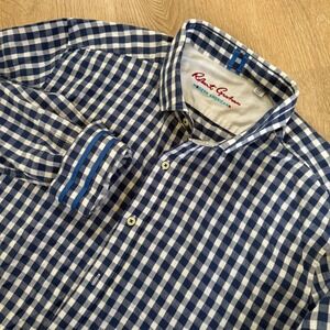 Robert Graham Modern American Button Down Mens 3XL Blue Gingham Tailored Fit